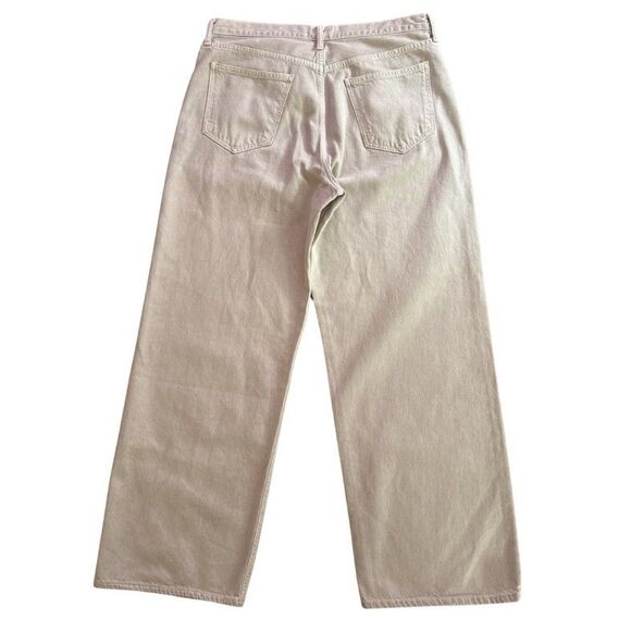 AGOLDE Low Slung Baggy Jeans Womens Sz 31 Ecru Tan Button Fly High Rise Wide Leg - Picture 8 of 12